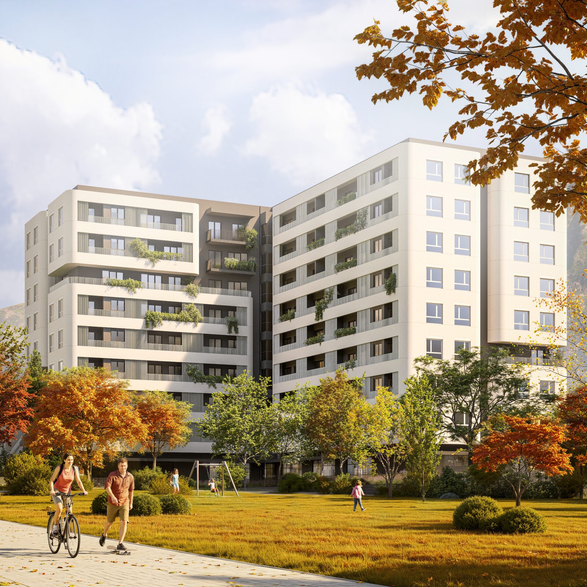 Pogled iz vazduha — Central Park Homes sa morem i centrom Bara u pozadini